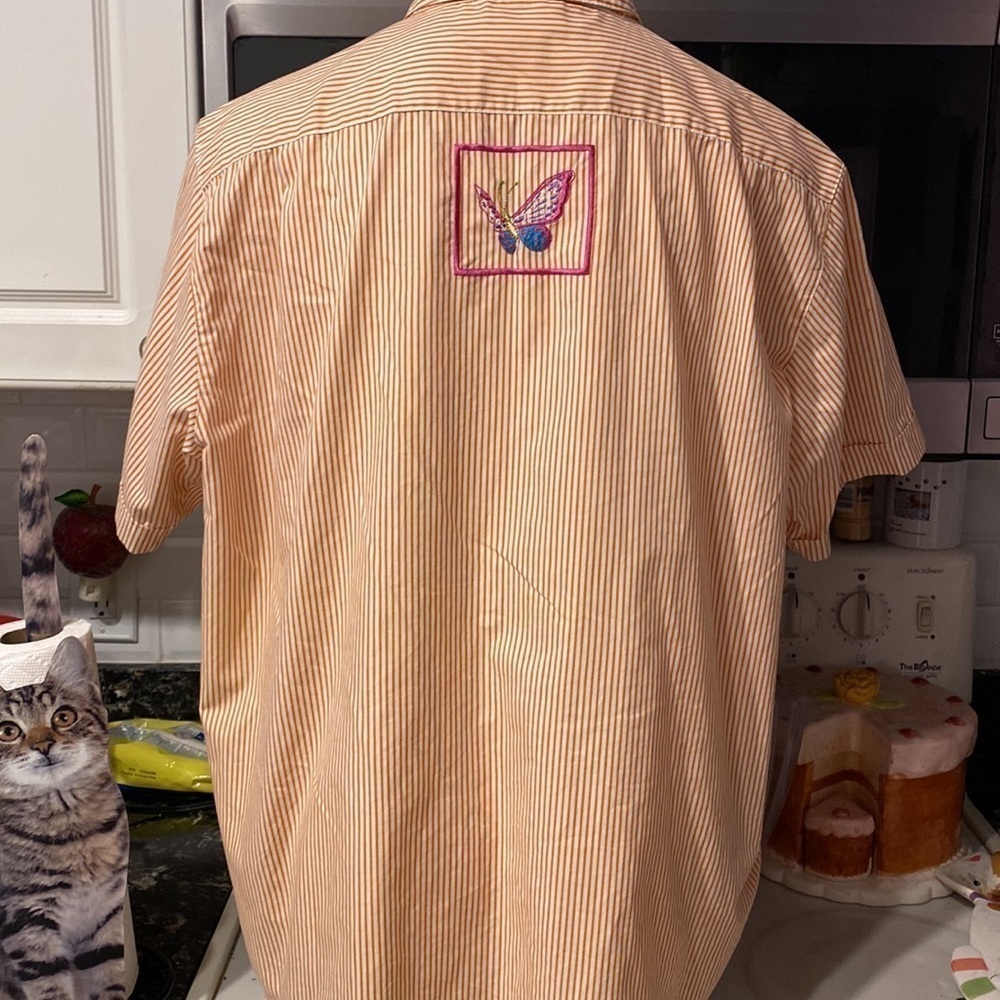 C Quacker Factory Short Sleeve Button Front Orang… - image 4